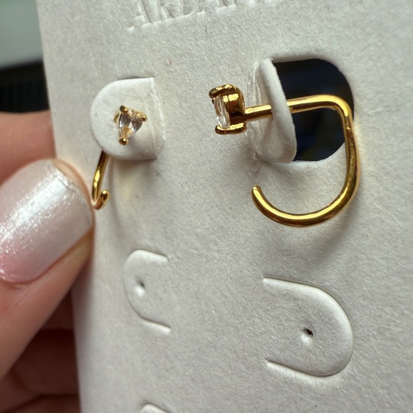 Ardant Stay Close Gold Teardrop Hoops with White Sapphire - Picture 2 of 8